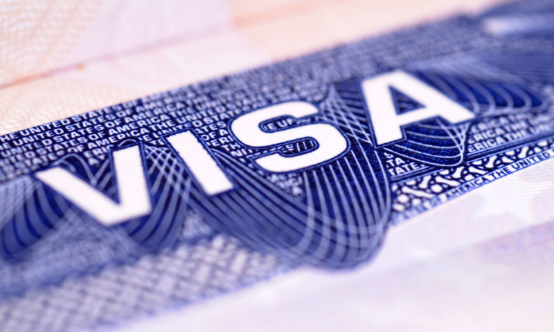 Primer plano de visa estadounidense