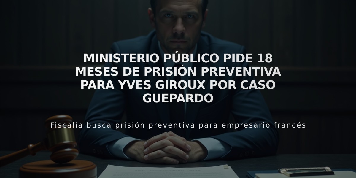 Ministerio Público pide 18 meses de prisión preventiva para Yves Giroux por Caso Guepardo