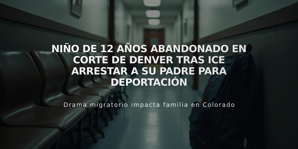 Niño de 12 años abandonado en corte de Denver tras ICE arrestar a su padre para deportación