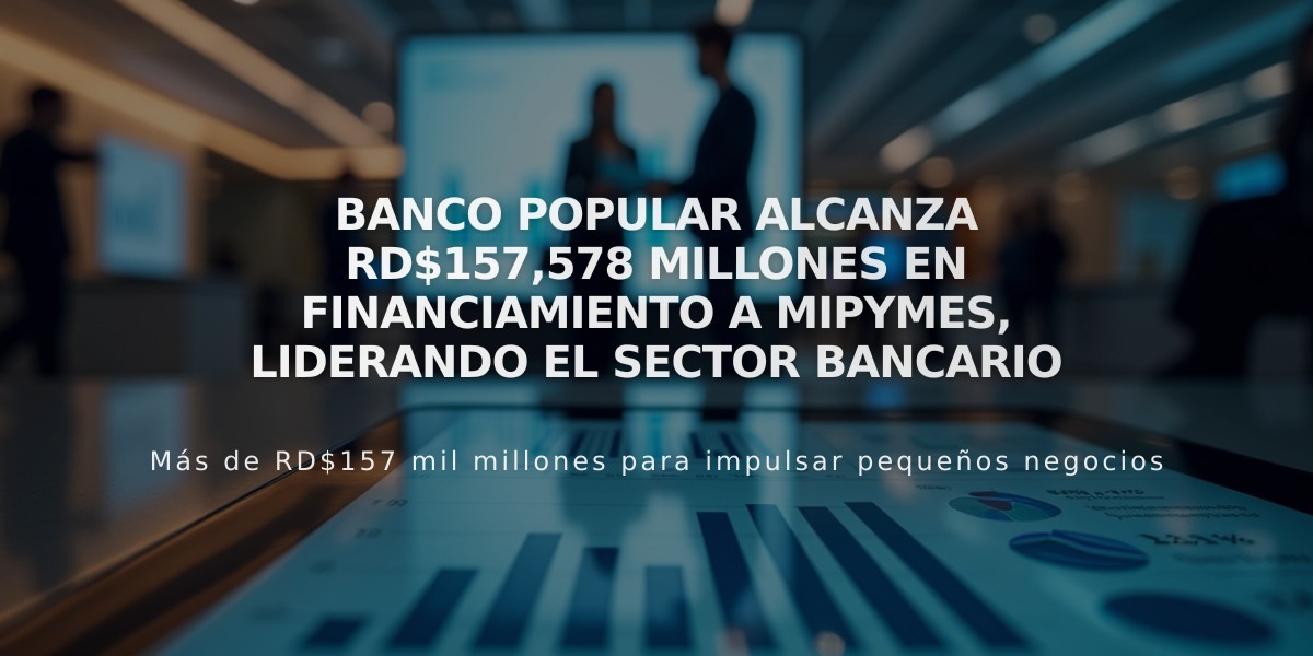 Banco Popular alcanza RD$157,578 millones en financiamiento a mipymes, liderando el sector bancario