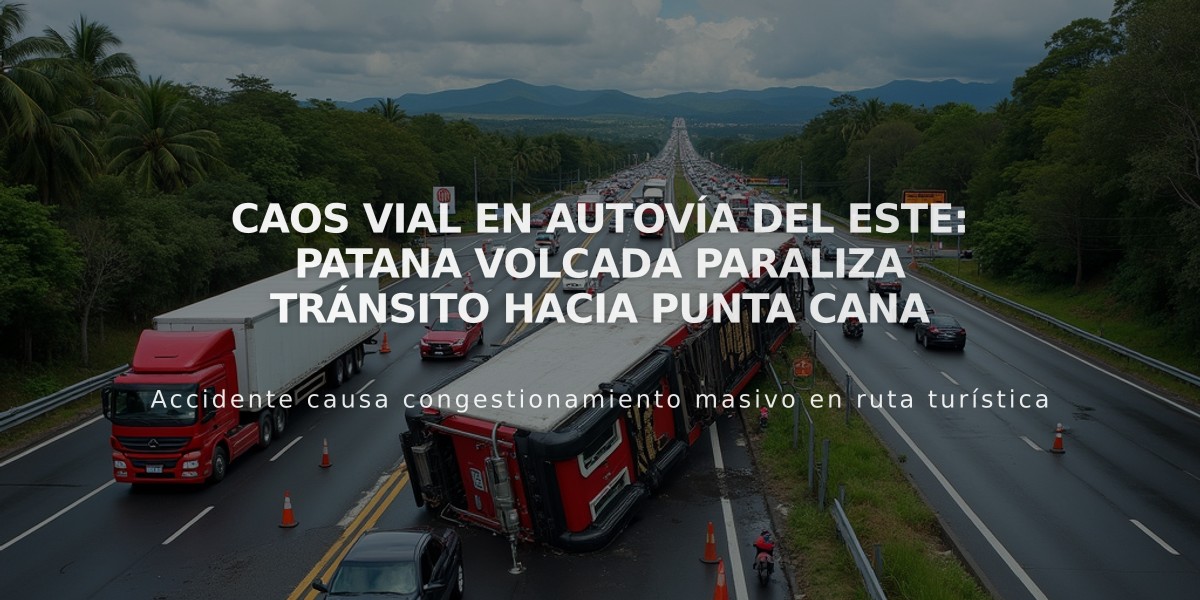 Caos vial en Autovía del Este: Patana volcada paraliza tránsito hacia Punta Cana