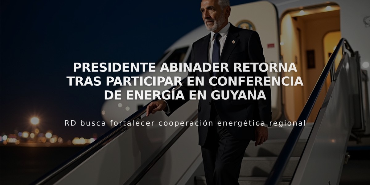 Presidente Abinader retorna tras participar en Conferencia de Energía en Guyana