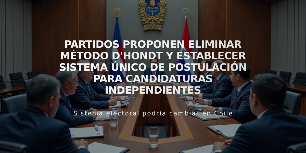 Partidos proponen eliminar Método D'Hondt y establecer sistema único de postulación para candidaturas independientes