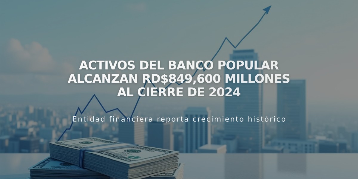 Activos del Banco Popular alcanzan RD$849,600 millones al cierre de 2024