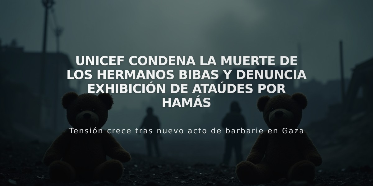 UNICEF condena la muerte de los hermanos Bibas y denuncia exhibición de ataúdes por Hamás