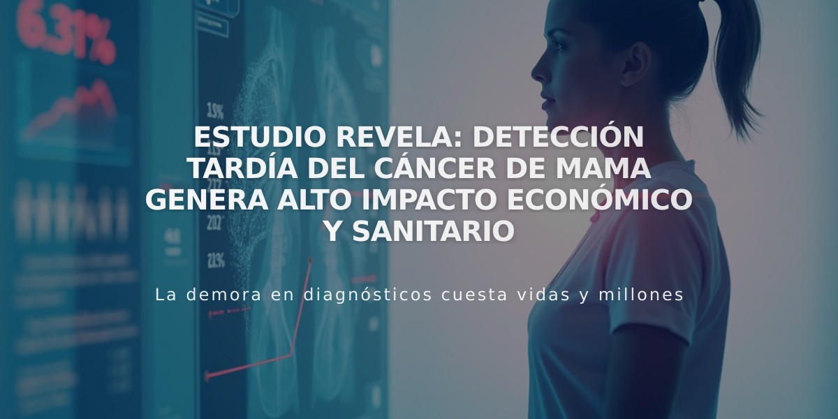 Estudio revela: Detección tardía del cáncer de mama genera alto impacto económico y sanitario