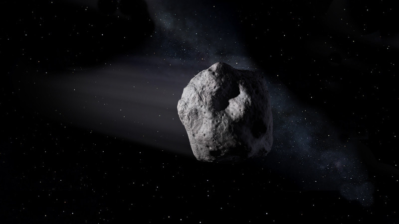 Asteroide amenazante en el espacio