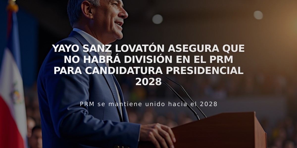 Yayo Sanz Lovatón asegura que no habrá división en el PRM para candidatura presidencial 2028