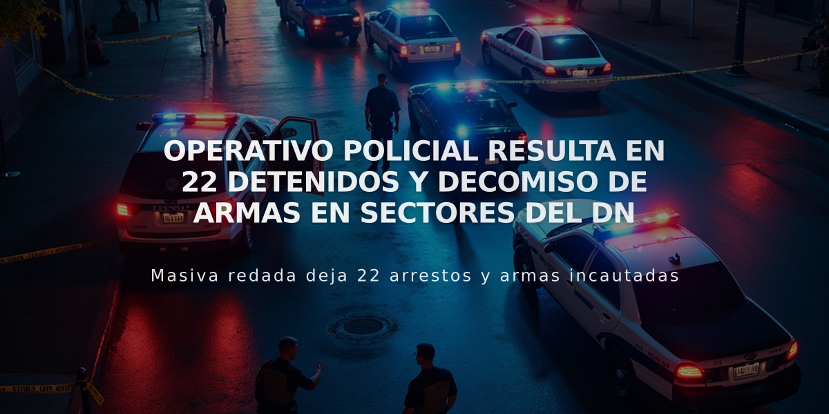 Operativo policial resulta en 22 detenidos y decomiso de armas en sectores del DN