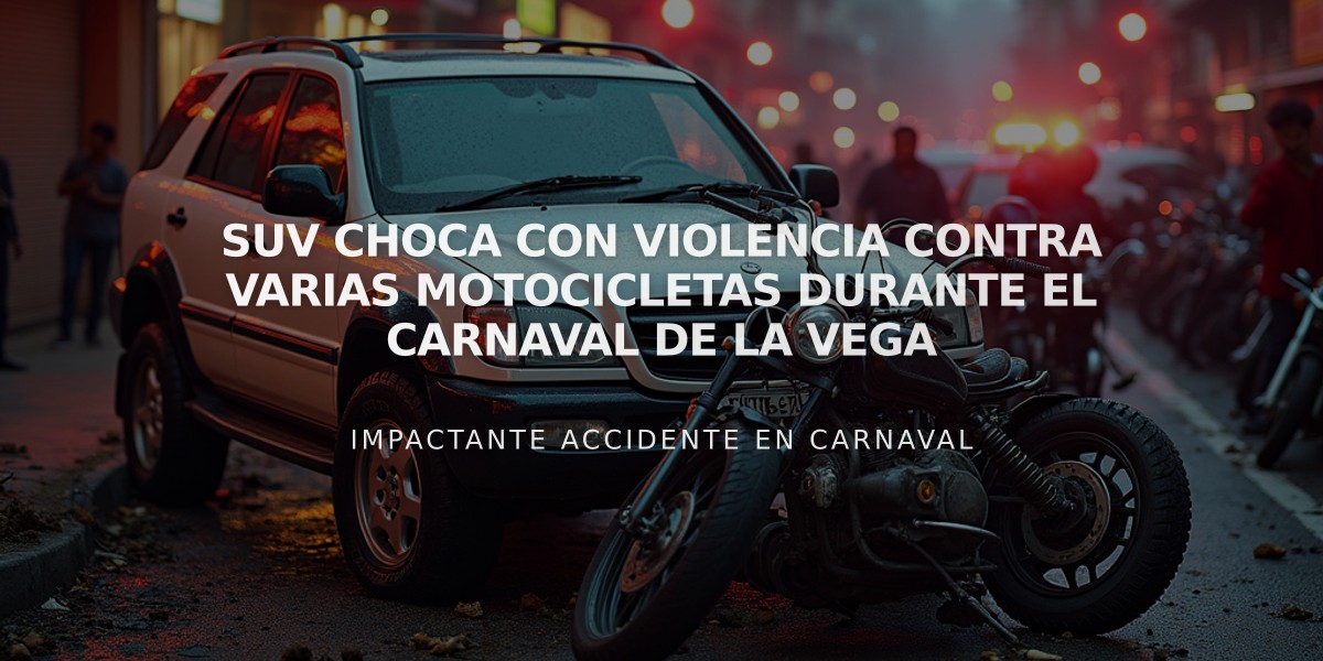 SUV choca con violencia contra varias motocicletas durante el Carnaval de La Vega