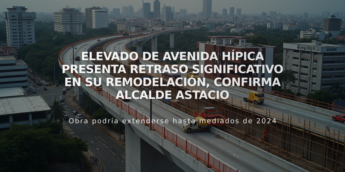 Elevado de avenida Hípica presenta retraso significativo en su remodelación, confirma alcalde Astacio