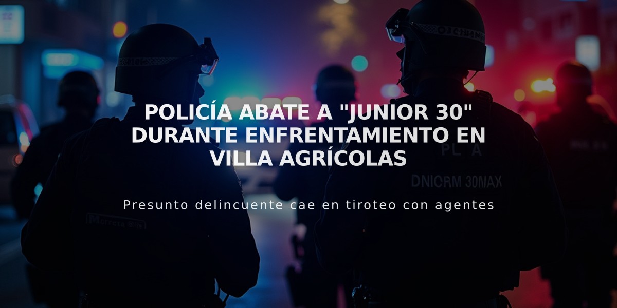 Policía abate a "Junior 30" durante enfrentamiento en Villa Agrícolas