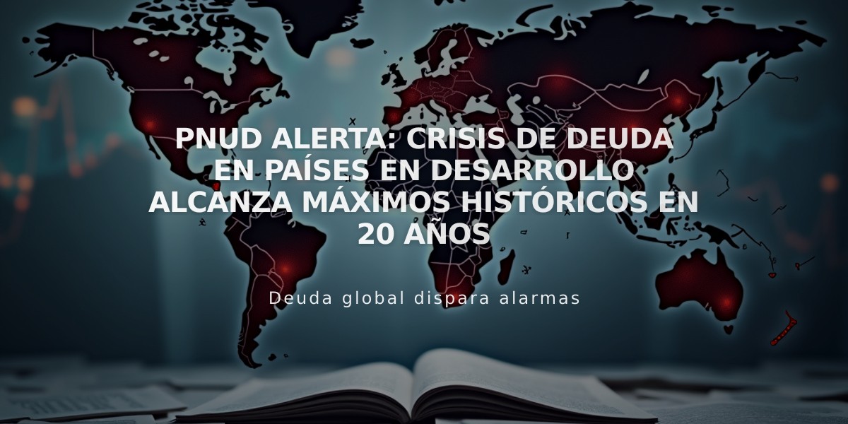 PNUD alerta: Crisis de deuda en países en desarrollo alcanza máximos históricos en 20 años