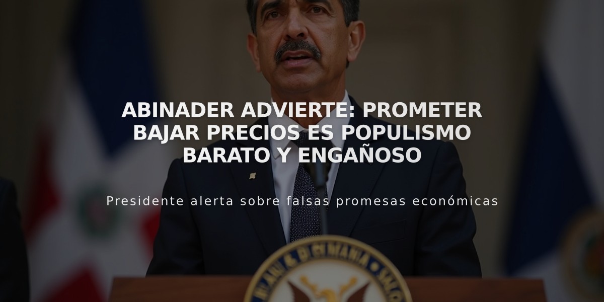 Abinader advierte: Prometer bajar precios es populismo barato y engañoso