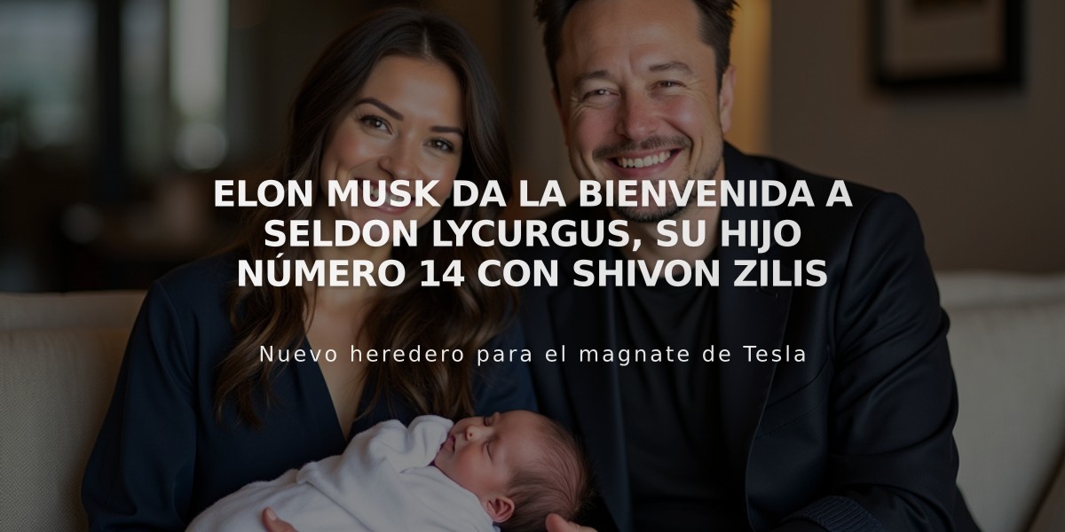 Elon Musk da la bienvenida a Seldon Lycurgus, su hijo número 14 con Shivon Zilis