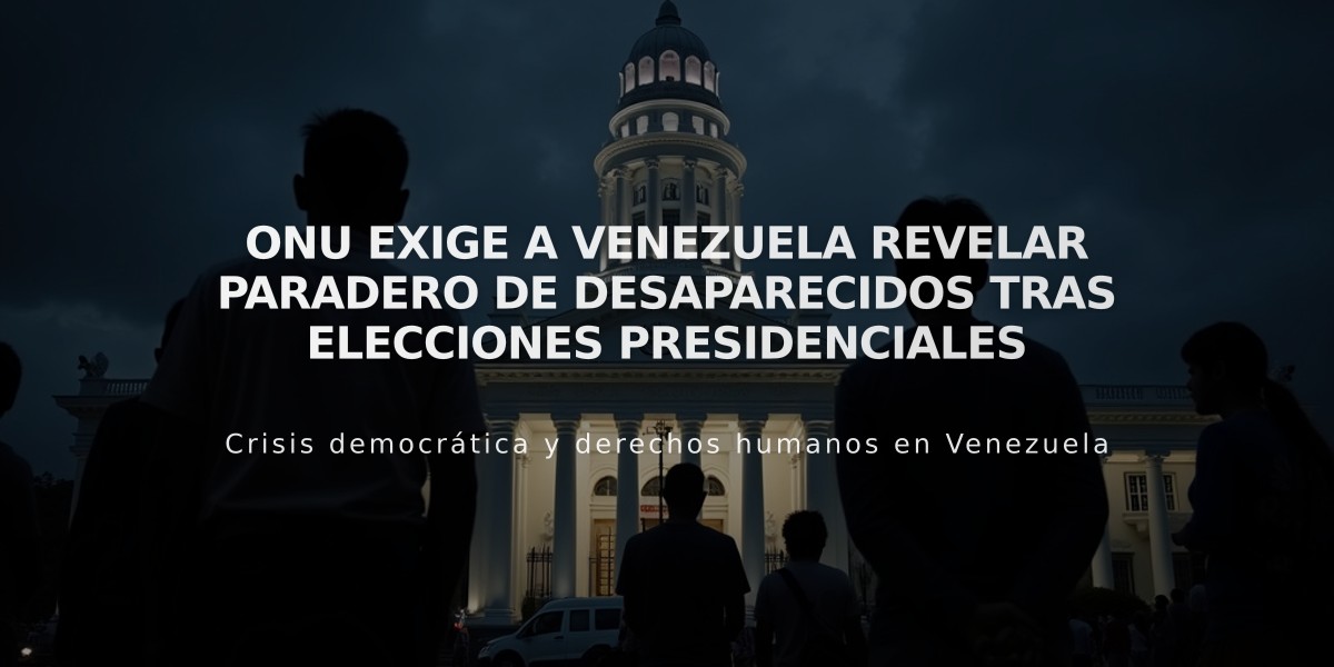 ONU exige a Venezuela revelar paradero de desaparecidos tras elecciones presidenciales