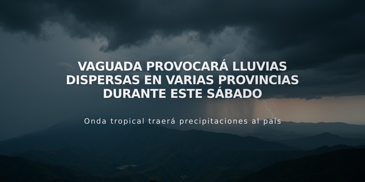 Vaguada provocará lluvias dispersas en varias provincias durante este sábado