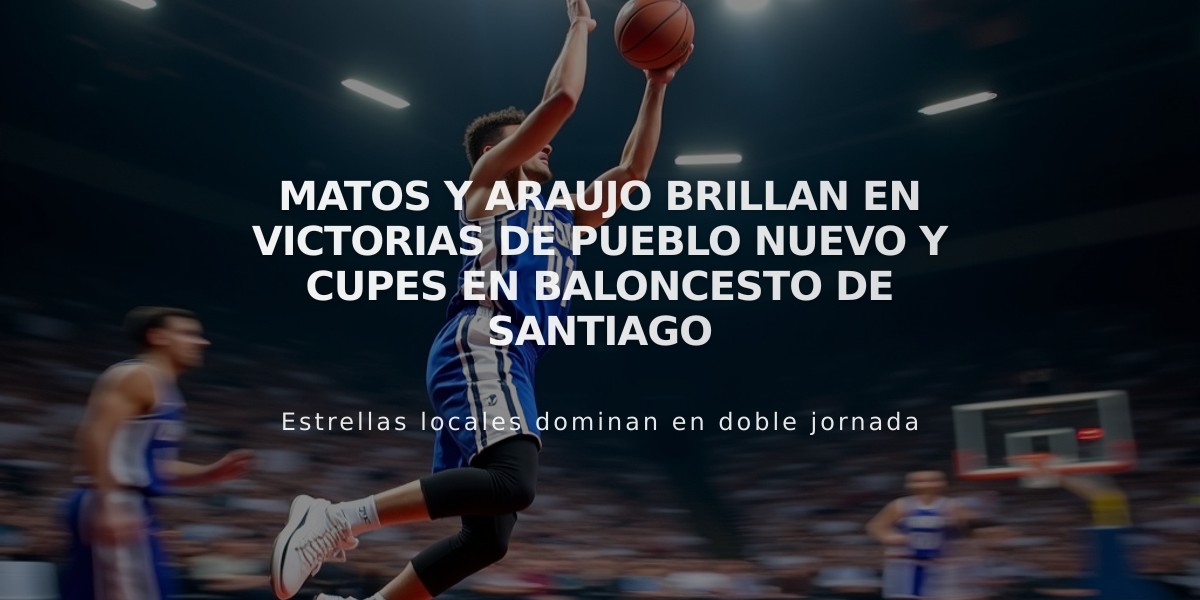 Matos y Araujo brillan en victorias de Pueblo Nuevo y Cupes en baloncesto de Santiago