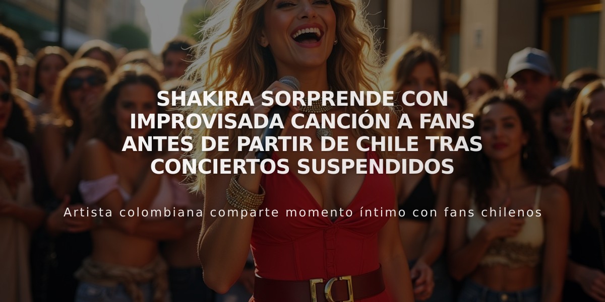 Shakira sorprende con improvisada canción a fans antes de partir de Chile tras conciertos suspendidos