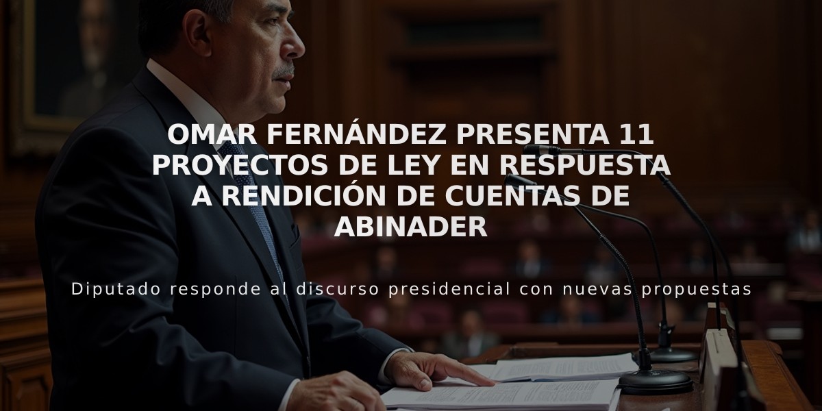 Omar Fernández presenta 11 proyectos de ley en respuesta a rendición de cuentas de Abinader