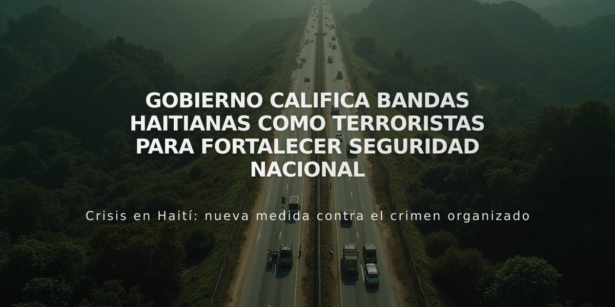 Gobierno califica bandas haitianas como terroristas para fortalecer seguridad nacional