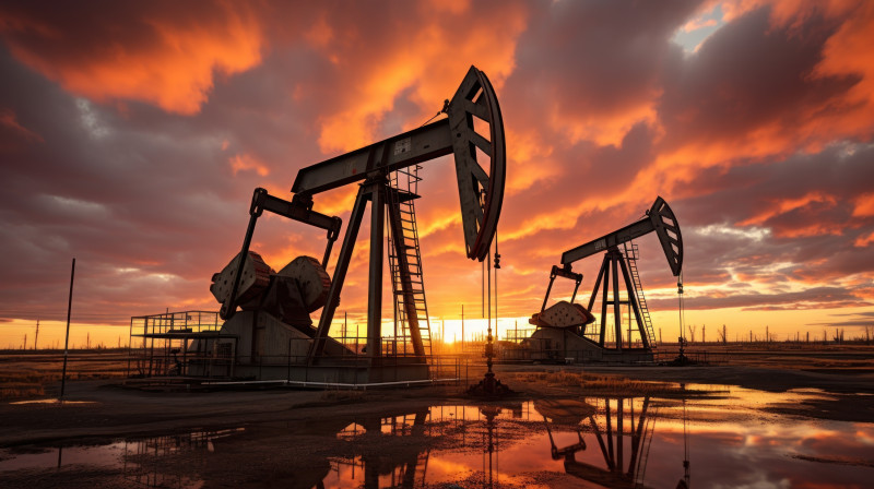 Bombas petroleras en campo rural