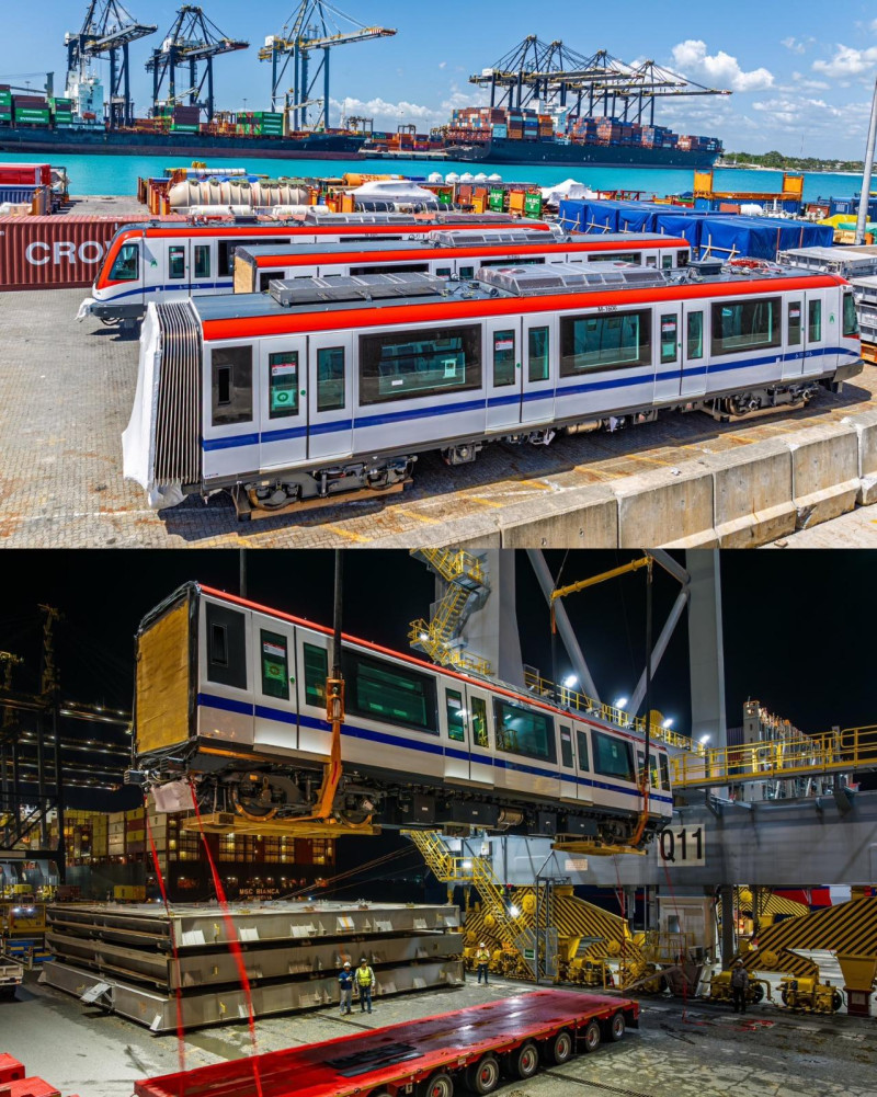 Vagones de tren en muelle