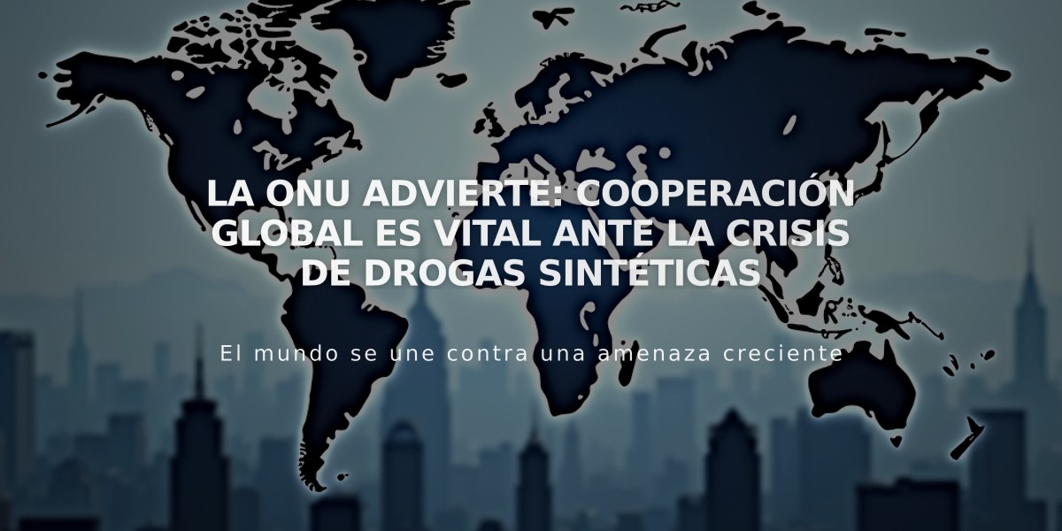 La ONU advierte: cooperación global es vital ante la crisis de drogas sintéticas