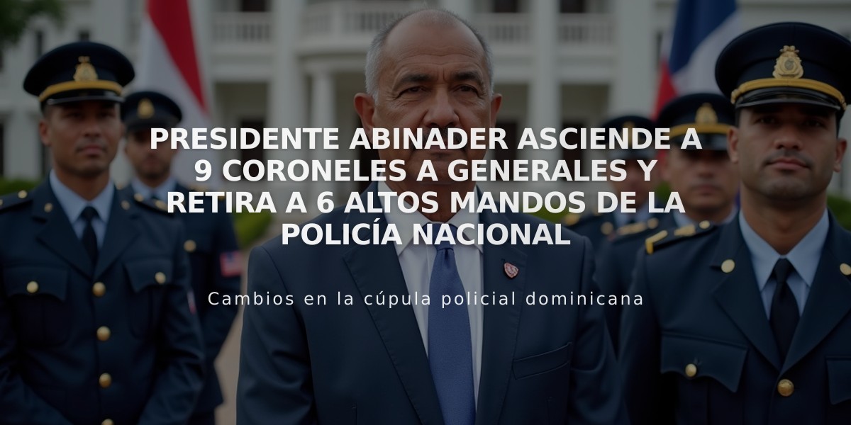 Presidente Abinader asciende a 9 coroneles a generales y retira a 6 altos mandos de la Policía Nacional