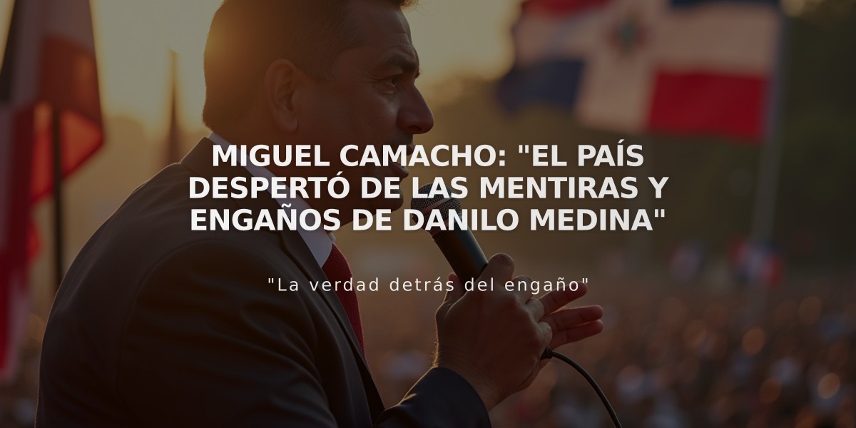 Miguel Camacho: "El país despertó de las mentiras y engaños de Danilo Medina"