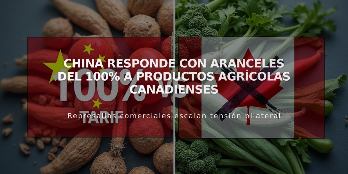 China responde con aranceles del 100% a productos agrícolas canadienses